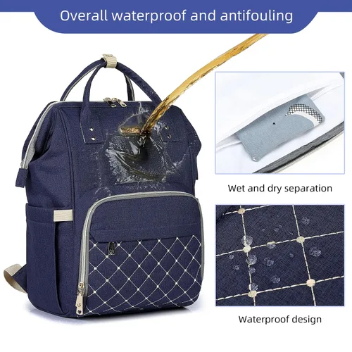 Miniatura 5 de Mochila para pañales, bolsas de pañales para bebés, niñas y niños, bolsas de bebé para mamás papás, bolsa cambiadora de pañales con bolsillos Azul