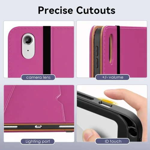 Miniatura 4 de OKP Funda para iPad de 11 pulgadas (A16) 2025 / 10ª generación 2022, para iPad 11ª/10ª de 10.9 pulgadas con funda de cuero PU de visualización Rosa