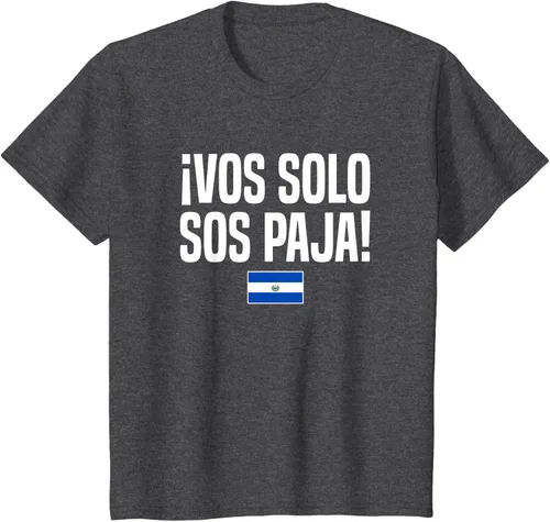 Miniatura 36 de Camiseta Vos Solo Sos Paja Salvadoran Slang Bandera de El Salvador, Negro