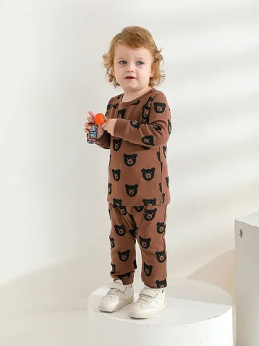 Miniatura 47 de Ropa de bebé niño niño manga larga con estampado de oso + pantalones deportivos