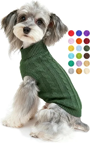 Miniatura 7 de Suéter para perro, cálido y suave, mediano (pecho 16-18 pulgadas), rosa, cuello alto clásico, lavable a máquina, invierno, unisex, sólido