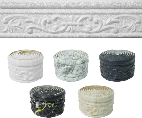 Moldura de espuma autoadhesiva de 90 x 3.1 pulgadas, borde de papel tapiz de moldura de corona, líneas de bordes de pared 3D, base de pared para