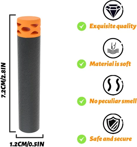 Miniatura 2 de EKIND 200 balas de espuma suave con punta de 2.8 pulgadas para pistolas Nerf N Strike, negro