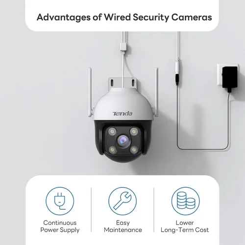Miniatura 5 de Tenda Cámara de seguridad Wi-Fi 2K QHD para exteriores, enchufe de 4MP, cobertura completa de 360°, visión nocturna a color, detección de movimiento