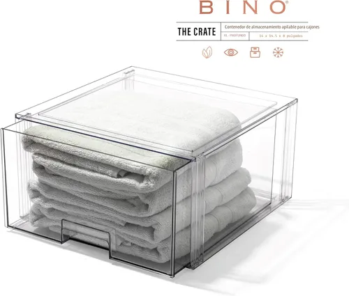 Miniatura 3 de BINO Cajones de almacenamiento apilables, Extra Grande Alto - Transparente THE CRATE COLLECTION Contenedores de almacenamiento con cajones
