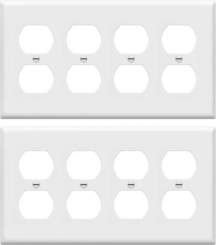Miniatura 20 de enerlites Duplex placa de pared de salida, 1 – 4 Gang policarbonato, tamaño estándar, irrompible – Color Blanco..., Blanco