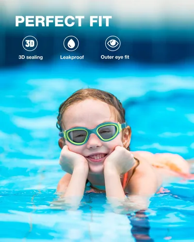 Miniatura 3 de ZIONOR Gafas de Natación para Niños, G1MINI SE Gafas de Natación Antivaho para Niño Niña 6-14 A5 (Lente transparente - verde verde)