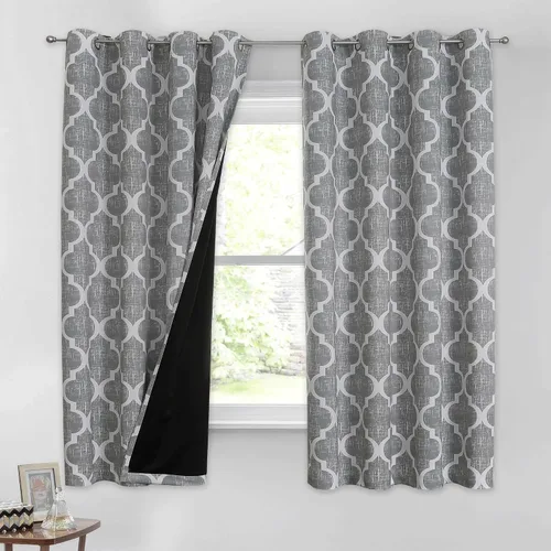 Miniatura 30 de Beauoop Cortinas 100% Opacas de 45 Pulgadas de Largo, 2 Paneles para Dormitorio, Sala de Estar, Gris Aqua Marroquí Geométrico, Oscurecimiento