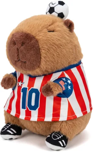 Miniatura 6 de RichRabbit Lindo juguete de peluche de Capybara de fútbol suave juguete lindo regalo de los niños marrón 9 pulgadas