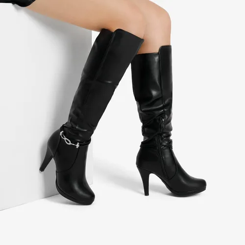 Miniatura 5 de DREAM PAIRS Botas de tacón alto hasta la rodilla para mujer