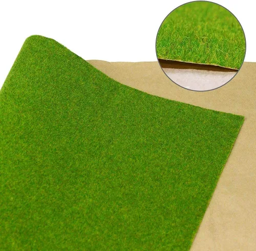 Miniatura 3 de CP138 - Alfombra de césped artificial para trenes color verde hierba, 15.7 x 39.4 in o 15.7 x 39 pulgadas para decoración de manualidades