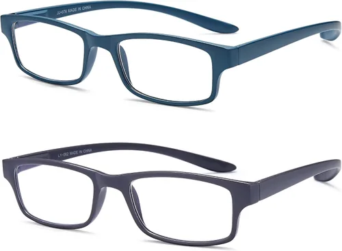 Miniatura 2 de EYEURL Paquete de 2 lentes de lectura para mujeres y hombres, para colgar en el cuello, bloqueo de luz azul, con bisagra de resorte, lectores