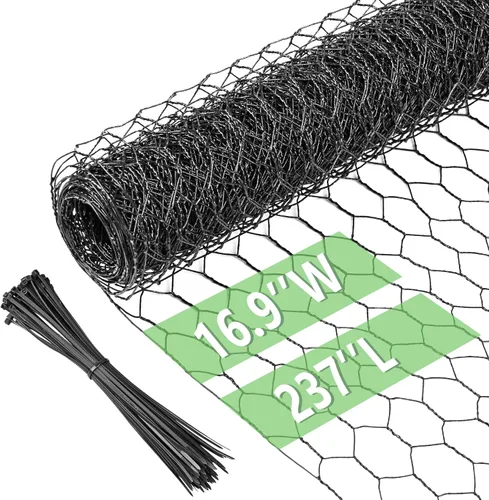 Miniatura 18 de Alambre de pollo de 13.7 pulgadas x 393.7 pulgadas, malla galvanizada hexagonal para jardín, valla de jardín para mascotas, conejos, pollos con 100