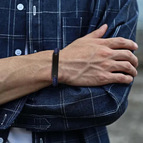 Miniatura 2 de MEALGUET Pulseras de ID Personalizadas para Parejas Grabado Personalizado Hecho a Mano Cuerda Trenzada Pulsera de Muñeca para Hombres Mujeres