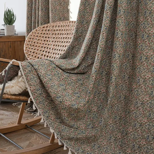 Miniatura 23 de ENJOYBRIDAL - 2 paneles de cortinas, florales, estilo bohemio, de granja, rústico o clásico, semitraslúcidas, con bolsillo para cortinero y borlas