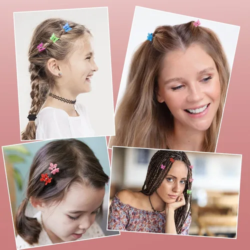 Miniatura 3 de YISSION 200 pinzas para el cabello con diseño de flores, pinzas de mariposa para el cabello, pinzas pequeñas para el cabello de los años 90