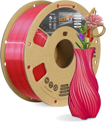 Miniatura 22 de OVERTURE - Paquete de filamento de seda PLA, sin obstrucciones, brillante, filamento metálico brillante para impresora 3D, carrete de 1 kg * 4