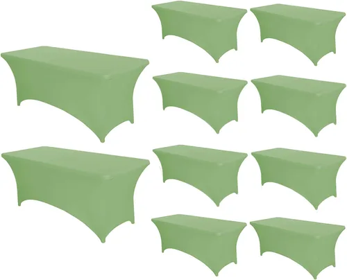 Miniatura 10 de PTC21B - Juego de 6 manteles elásticos de 6 pies, color negro, rectangular, ajustable, lavable, de elastano, para fiestas, bodas, cócteles