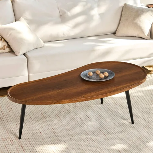 Miniatura 15 de Saint Mossi - Mesa de centro moderna para sala de estar, mesa de centro ovalada de madera de mediados de siglo, mesa central para espacios pequeños