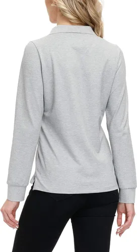 Miniatura 12 de JINSHI Polo de golf para mujer, de manga larga, con cremallera, deportiva, de secado rápido, atlética, casual, ajustada