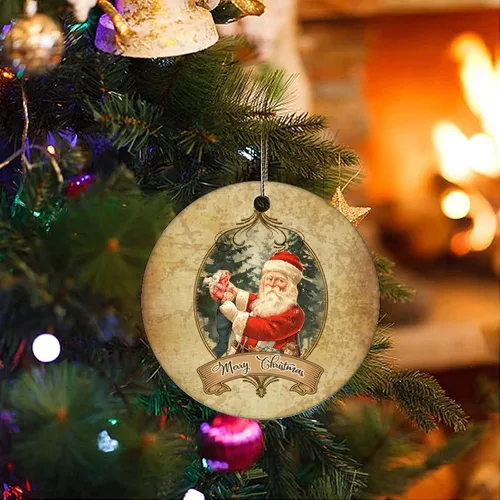 Miniatura 3 de Cheyan Divertido tema de Navidad retro adorno de porcelana de Navidad decoraciones para el hogar colgantes de Navidad Papá Noel árbol de Navidad
