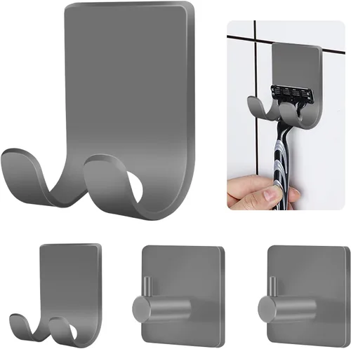 Miniatura 8 de CGBE 4 Paquetes Ganchos de Ducha para Interior de Ducha, Soporte Colgador Autoadhesivo para Afeitadora para Baño, Ganchos de Pared Sin Daños