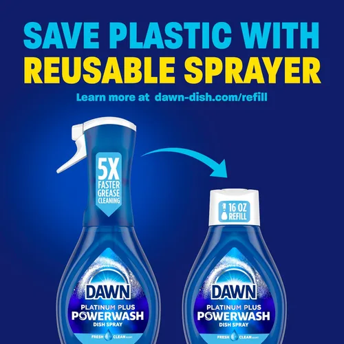 Miniatura 8 de Dawn Powerwash en aerosol, jabón para platos, líquido para lavavajillas, suministros de limpieza, arándano esmerilado, 1 kit de inicio, 16 onzas