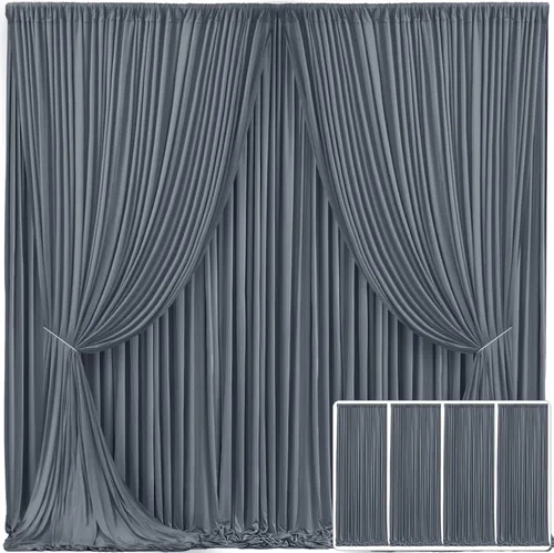 Miniatura 46 de Cortina de fondo beige de 10x10 para bodas y fiestas, cortina de fondo beige sin arrugas para fotos, cortinas de fondo para decoración de baby Gris
