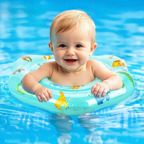 Miniatura 7 de Flotadores de natación para bebés con asiento ajustable, flotadores inflables de PVC de doble capa para niños pequeños Lindo Pony