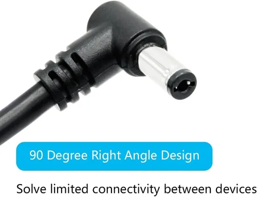 Miniatura 4 de Cable de extensión de ángulo recto CC macho a macho de 1.6 pies, 18 AWG, 90 grados CC, 0.217 in x 0.083 in, adaptador de conector de cable