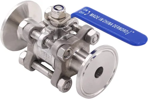 Miniatura 3 de DERNORD Válvula de bola sanitaria para trébol de tres abrazaderas de 1.5 pulgadas, acero inoxidable 304, revestimiento de PTFE, de dos vías y tres