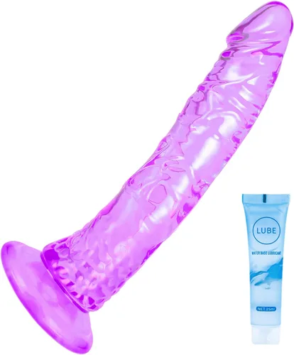 Miniatura 19 de Juguetes sexuales suaves y realistas de 9.4 pulgadas con ventosa para jugar con manos libres, pene grueso azul-morado adecuado para Violeta-Azul