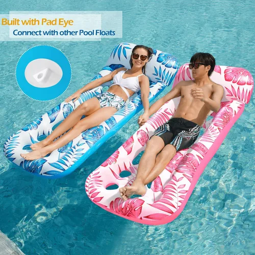 Miniatura 4 de Jasonwell Flotador inflable para piscina, paquete de 2 balsas flotantes para adultos, tumbona flotante, flotadores de bronceado solar, flotadores