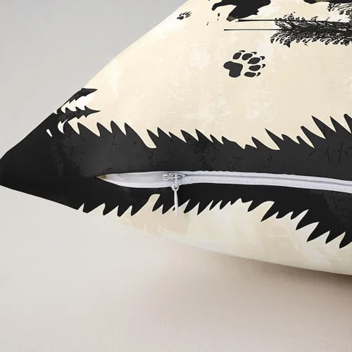 Miniatura 5 de Cartoon Bear Pillow Cover Cute Wild Animal Paw Print Cushion Cover for Kids Boys Girls Teens Jungle Pine Trees Silhouette Cabin Pillow Case for