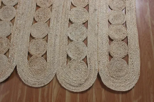 Miniatura 7 de Alfombra de área kilim de 2 x 3 pies, alfombra trenzada de yute beige, alfombra geométrica kilim de 0.27 pulgadas, alfombra de tejido plano