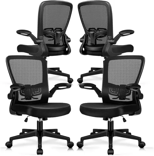 Miniatura 13 de KLASIKA Sillas de escritorio de oficina con ruedas, silla ergonómica de malla con soporte lumbar de altura ajustable, silla giratoria