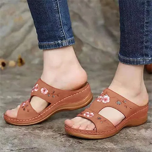 Miniatura 27 de Ladmiple Sandalias ortopédicas florales de moda 2023 con soporte de arco, zapatillas romanas casuales con puntera abierta