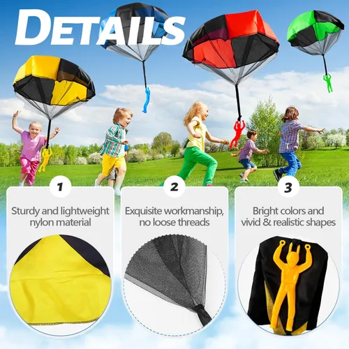Miniatura 3 de OJYUDD Paquete de 10 paracaídas para niños, figuras sin enredos, paracaídas, juguetes voladores para niños y niñas, para interiores y exteriores