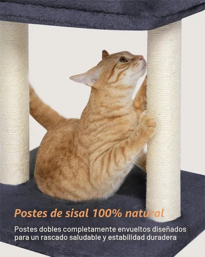 Miniatura 3 de Árbol para gatos KinoTail con gran cama en la plataforma superior (48,3 cm × 40,1 cm), pequeña torre para gatos con rascador para gatos