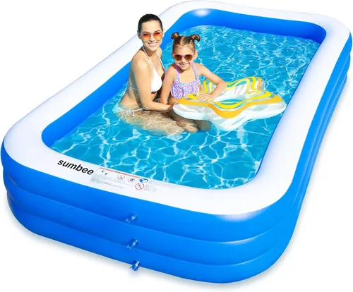 Sumbee Piscina inflable para niños de 4 a 8 a 12 años y adultos, 120 x 72 x 22 pulgadas con PVC grueso, 306 galones, piscina rectangular grande para