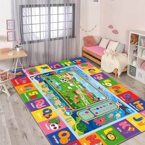 Miniatura 8 de Tapete de juego para el suelo, tapete de juego para niños, tapete educativo para el tiempo boca abajo, tapete de juego ABC suave para niños