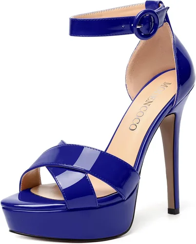 Miniatura 71 de MODENCOCO Sandalias de boda con correa de tobillo sexy para mujer, con plataforma y puntera abierta, tacón de aguja y tacón alto, zapatos de vestir