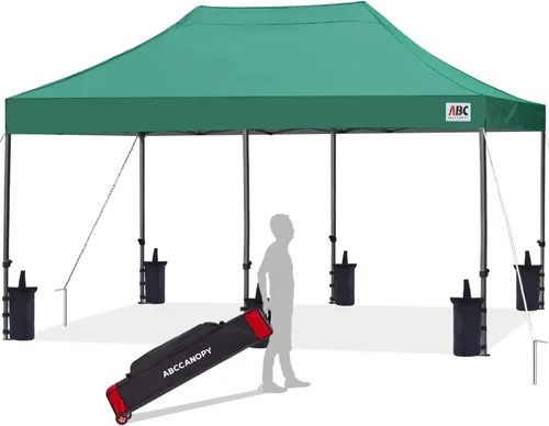 Miniatura 40 de Abccanopy - Carpa de toldo para tienda de campaña comercial instantánea con bolsa de transporte con ruedas, 4 bolsas de arena, Blanco