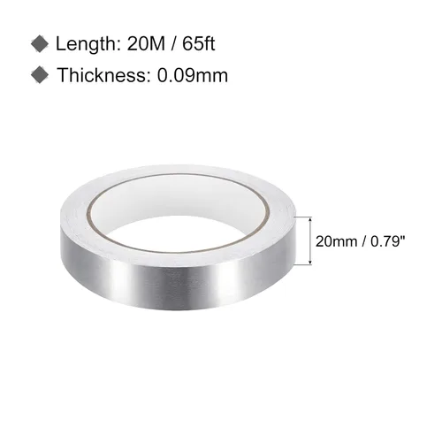 Miniatura 2 de MECCANIXITY Cinta de papel de aluminio, cinta de aluminio de 0.79 pulgadas x 65 pies (3.5 mil), cinta HVAC de alta temperatura, cinta de aluminio