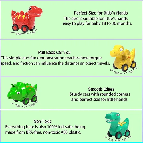 Miniatura 5 de Veslier Auto de juguete para niños de 2, 3, 4, 5 años, camión transportador de dinosaurios con 4 unidades de automóvil pequeño de dinosaurio