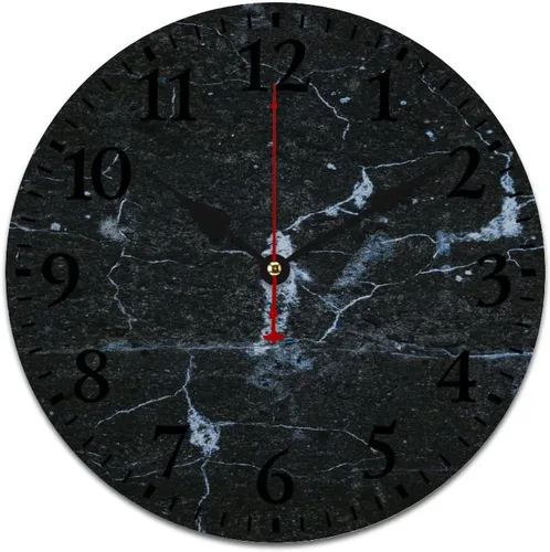 Miniatura 17 de Relojes de pared de madera de 12 pulgadas con piedra de mármol blanco, relojes de pared para interiores, sin tictac, dibujo de números arábigos