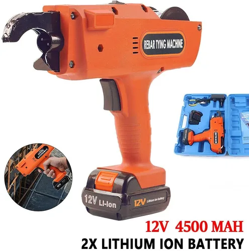 Miniatura 3 de Máquina de atar barras de refuerzo de 8 a 1.339 in, herramienta automática de atar barras de refuerzo con alicates + 2 baterías, máquina de atar