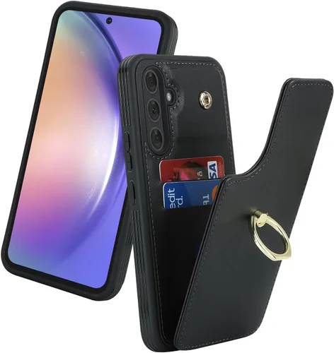 Miniatura 31 de Lipvina Funda para Samsung Galaxy A03s con tarjetero, Galaxy A03s Funda tipo cartera para mujer, tarjetero de crédito, soporte de anillo, fundas