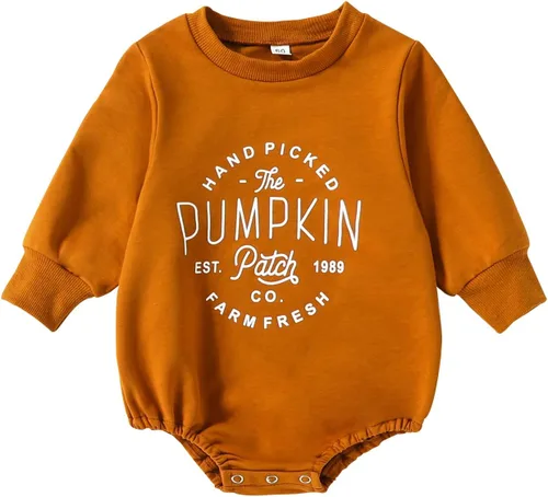Miniatura 136 de Ropa de Halloween para bebé niña, sudadera con estampado de calabaza, mameluco de burbujas, lindo traje de Acción de Gracias de otoño