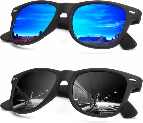 Miniatura 36 de KALIYADI - Gafas de sol polarizadas para hombres y mujeres unisex, marco semirretráctil, estilo retro, para conducir, con bloqueo UV